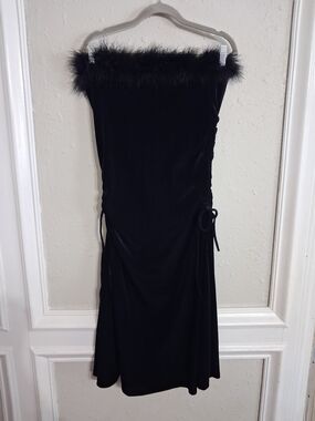 Vintage 90s y2k whimsigoth velvet feathers tube top dress necessary objects